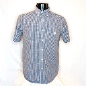 Chaps Mens Easy Care Button Up Shirt Medium Black Checker